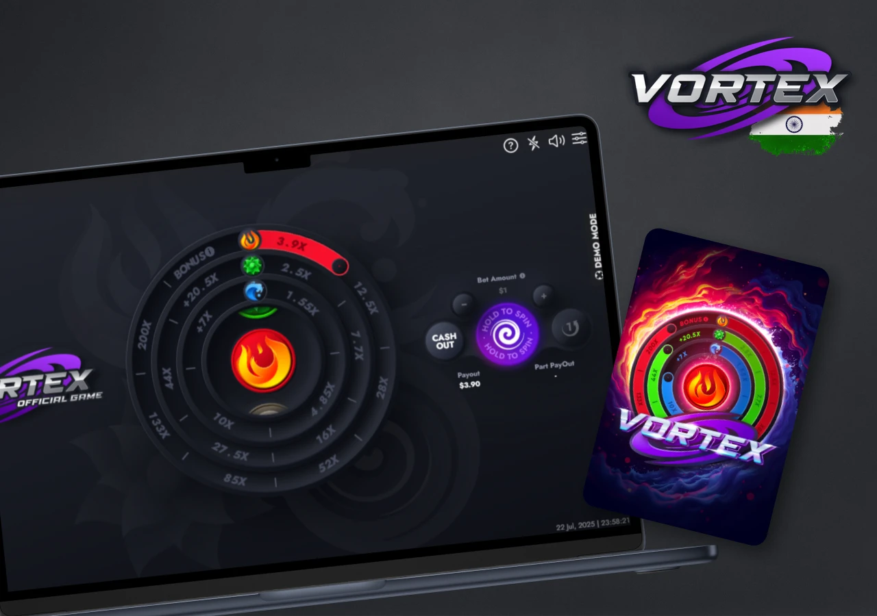 Online slot Vortex Game with dynamic mechanics, engaging visuals, and bonus features.